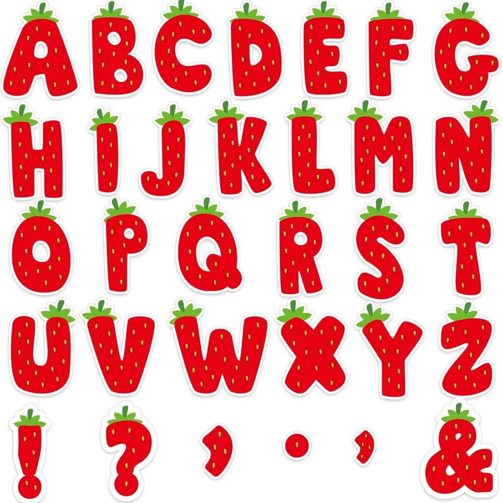 150 PCS Large 6" Bulletin Board Letters Set, Strawberry Classroom Alphabet Sweet